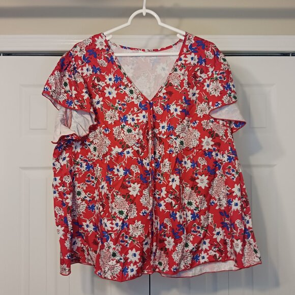 Source Unknown Tops - 3/$18 - Red/Blue Short Sleeve Top Size 3X